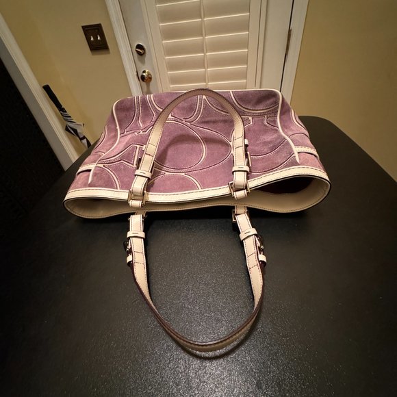 Coach lavendar suede and leather tote 9359 - Picture 7 of 15